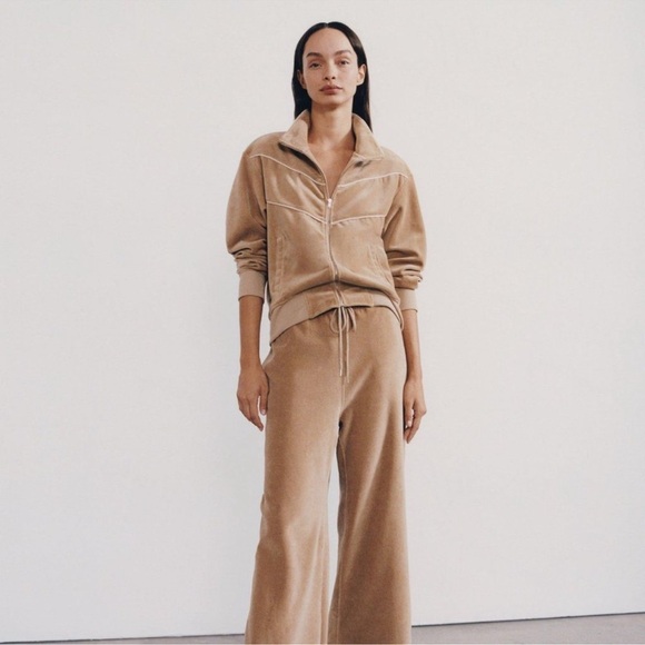 Nili Lotan Women's Andreas Velour Track Jacket Size XS Color tan White - Picture 7 of 12